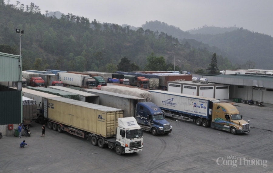 Import and export activities at Huu Nghi - Lang Son international border gate area