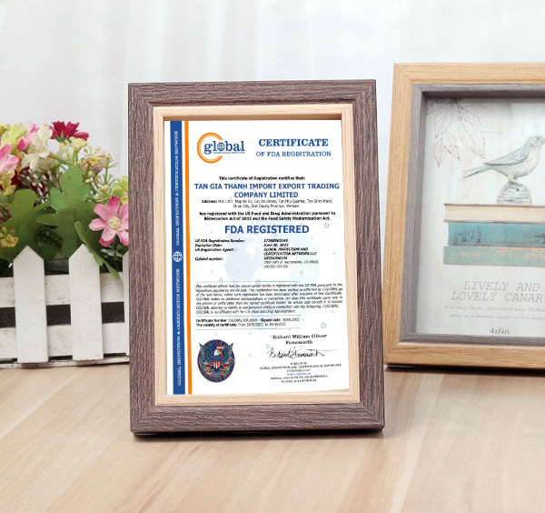 Tan Gia Thanh's FDA certificate